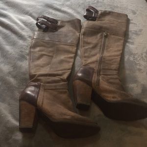 Distressed leather boots